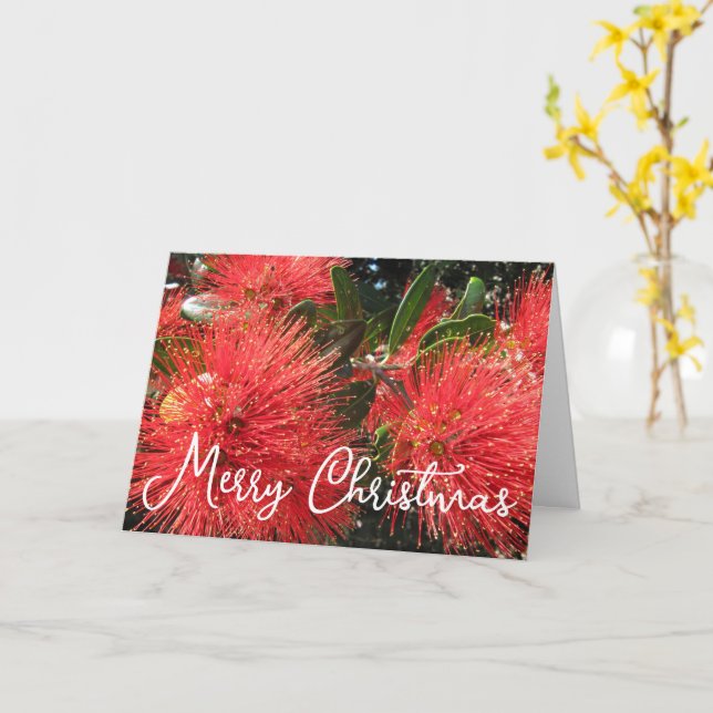 TARJETA DE personalizable POHUTAKAWA XMAS KIWI (flor amarilla)