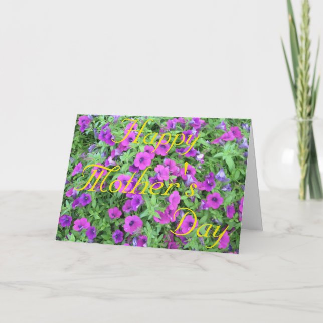 Tarjeta de Personalizable Purple Petunias Mother's (Anverso)