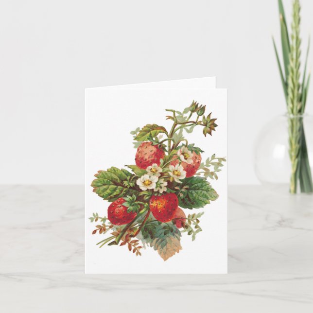 Tarjeta de Personalizable Strawberry Blooms (Anverso)