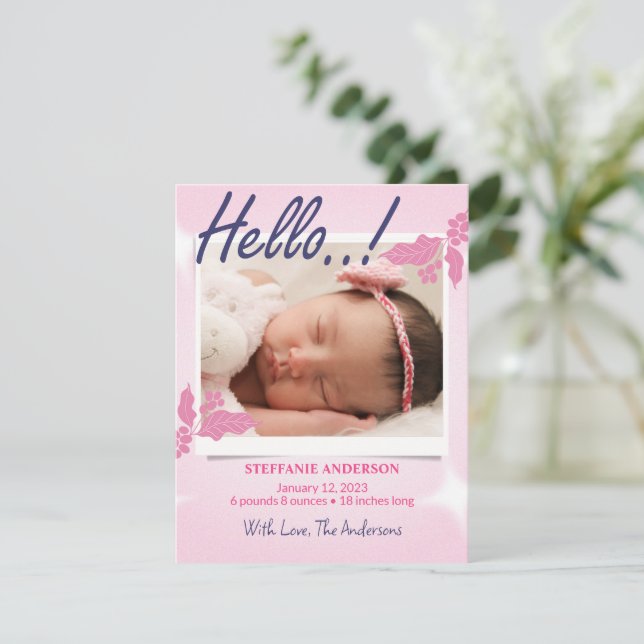 Tarjeta de personalización del anuncio de nacimien (Anverso de pie)
