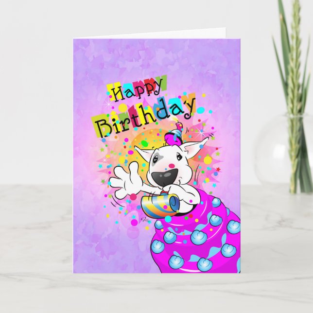 Tarjeta de Personalizado Bull Terrier "Cumpleaños  (Anverso)