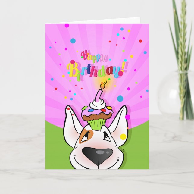 Tarjeta de Personalizado Bull Terrier "Cumpleaños  (Anverso)