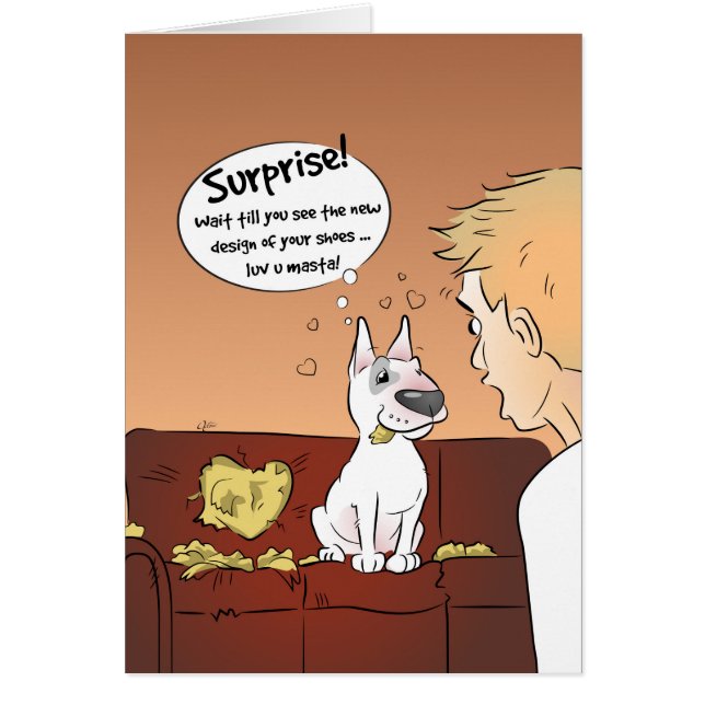 Tarjeta de Personalizado Bull Terrier "Surprise" (Frente)