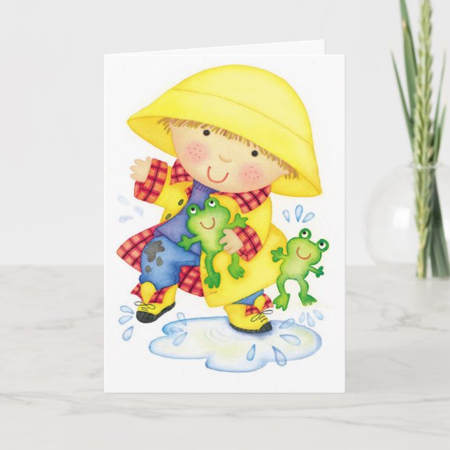 Tarjeta de personalizado con impermeable de cumple (Anverso)