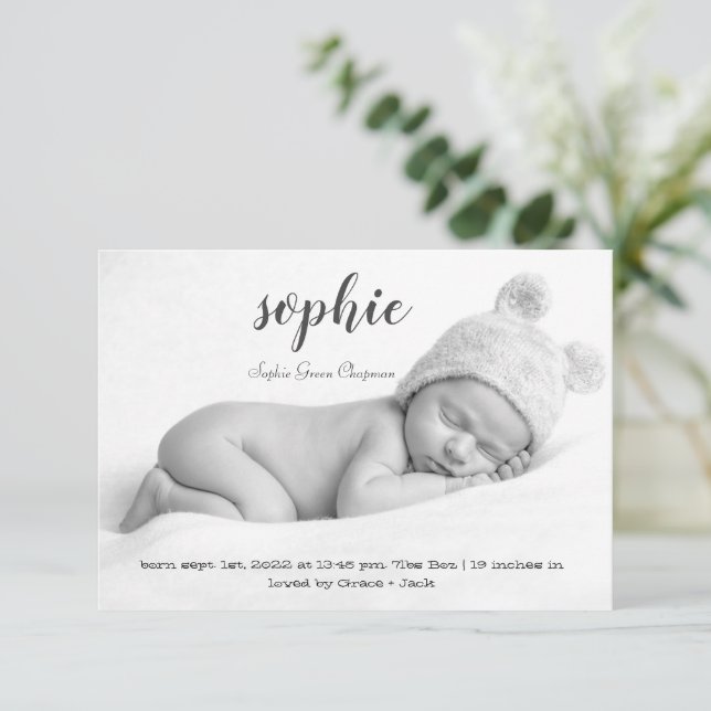 Tarjeta de Personalizado de anuncio de nacimiento  (Anverso de pie)