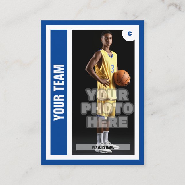 Tarjeta de personalizado de Baloncesto - Azul (Anverso)