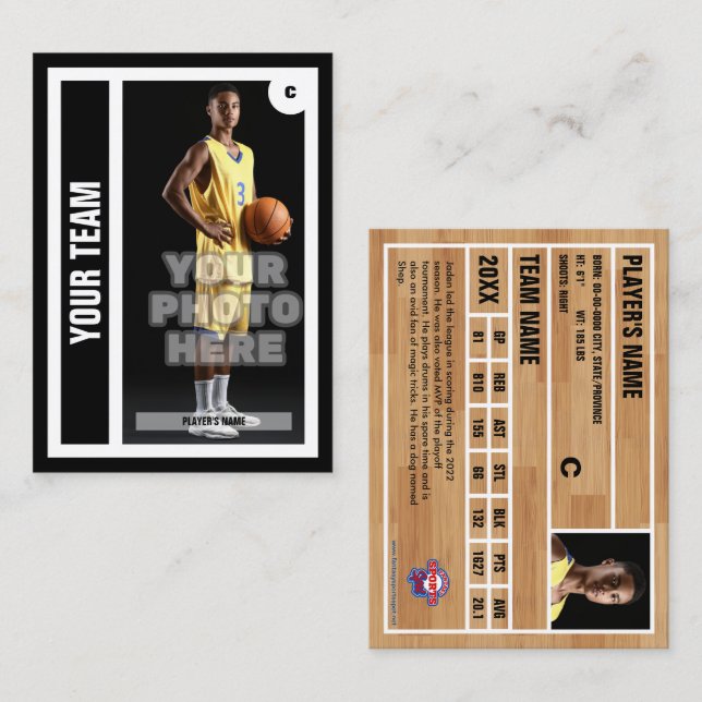 Tarjeta de personalizado de Baloncesto - Negro (Anverso / Reverso)