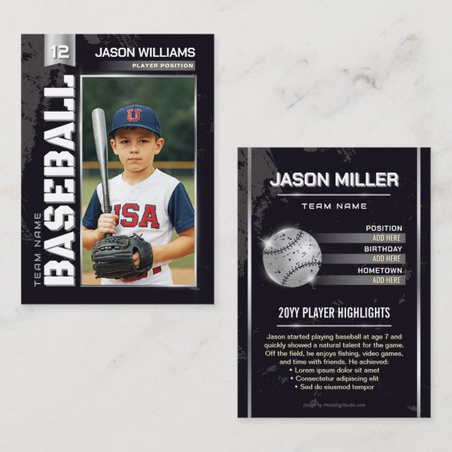 Tarjeta de personalizado de Béisbol, tarjeta de ju (Anverso / Reverso)