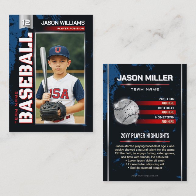 Tarjeta de personalizado de Béisbol, tarjeta de ju (Anverso / Reverso)