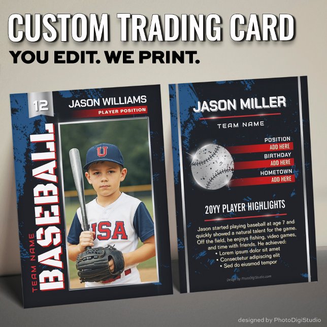 Tarjeta de personalizado de Béisbol, tarjeta de ju (Custom Baseball Trading Card, USA Power Player Card )
