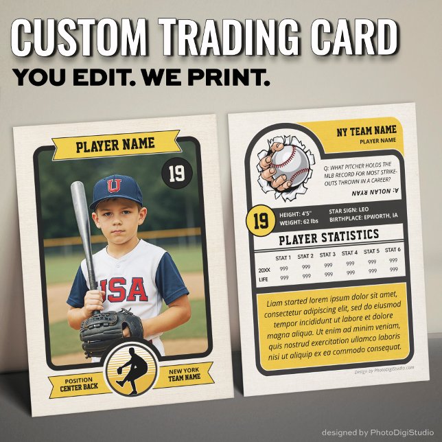 Tarjeta de personalizado de Béisbol, tarjeta de ju (Vintage Custom Baseball Trading Card, Gold Player Card)