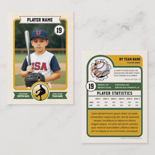Tarjeta de personalizado de Béisbol, tarjeta de ju (Anverso / Reverso)