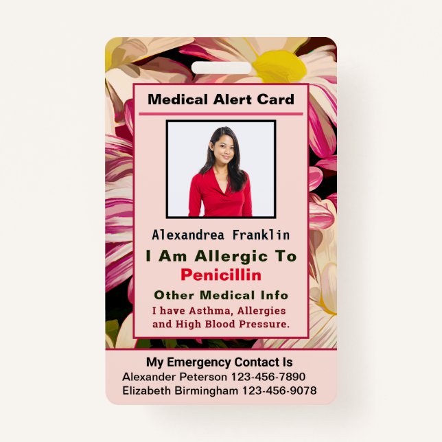 Tarjeta de Personalizado de contacto de emergencia (Anverso)
