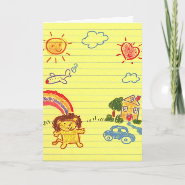 Tarjeta de personalizado de dibujo de crayon de cu (Anverso)