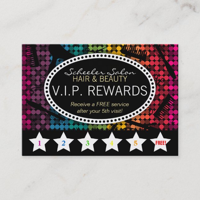 Tarjeta de Personalizado de fidelidad Rainbow Glam (Anverso)