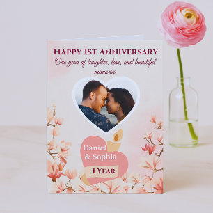 Tarjeta de personalizado de primer aniversario par
