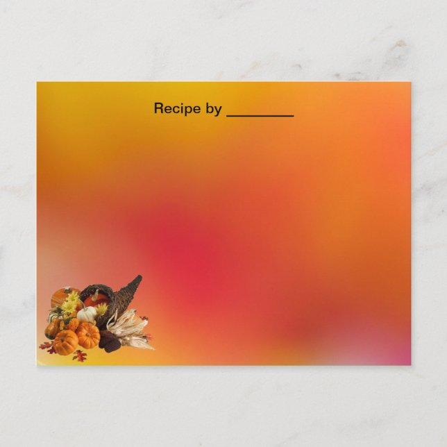 Tarjeta de Personalizado de recetas de color otoño (Anverso)