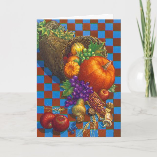 Tarjeta de personalizado de Thanksgiving cornucopi (Anverso)
