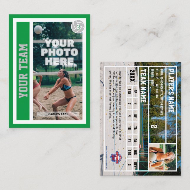 Tarjeta de personalizado de Voleibol de Playa (Kel (Anverso / Reverso)