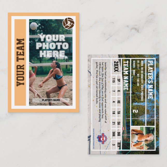 Tarjeta de personalizado de Voleibol de Playa (San (Anverso / Reverso)