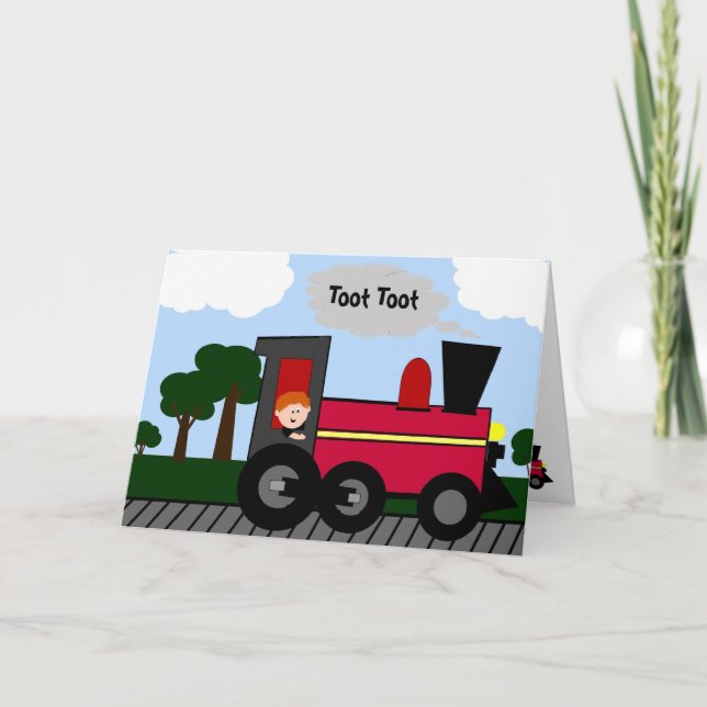 Tarjeta de Personalizado del tren de cumpleaños (Anverso)