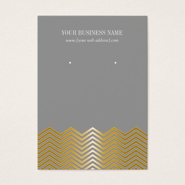 Tarjeta de Personalizado Gray Gold Chevron (Frente)