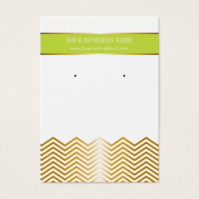 Tarjeta de Personalizado Lime Green Gold Chevron (Frente)
