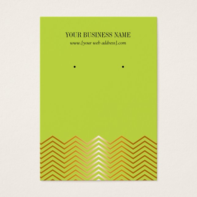 Tarjeta de Personalizado Lime Green Gold Chevron (Frente)