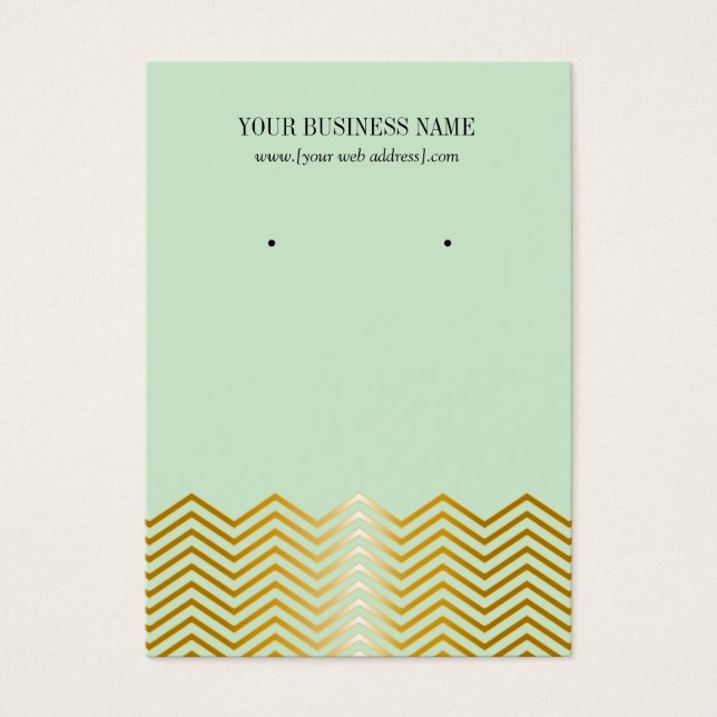 Tarjeta de Personalizado Mint Green Gold Chevron (Frente)