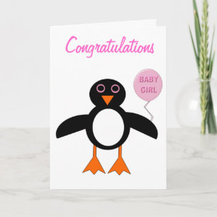 Tarjeta de Personalizado pingüino de bebé rosa lin