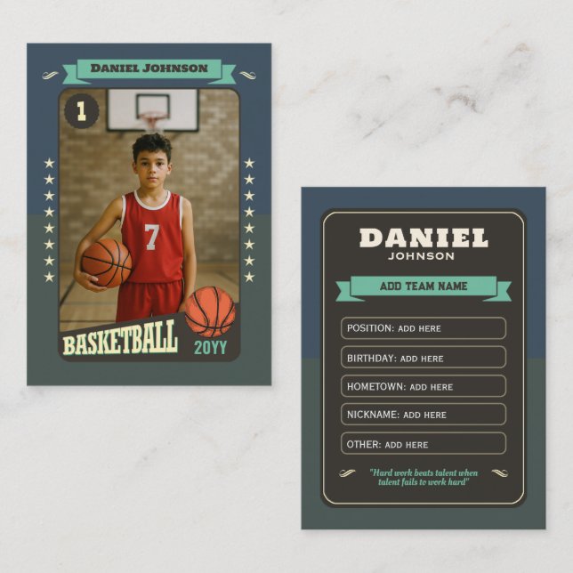 Tarjeta de Personalizado Retro de Baloncesto Tarje (Anverso / Reverso)