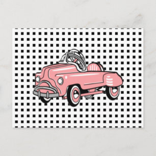 Tarjeta de personalizado VINTAGE PINK PEDAL CAR