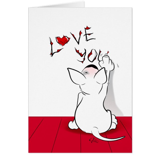 Tarjeta de Personalizado White Bull Terrier "Te qu (Frente)