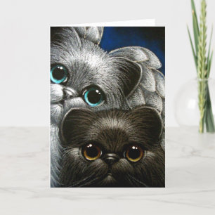 TARJETA DE PERSONALIZAR DE GATO Y ANGEL PERSA NEGR
