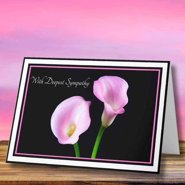 Tarjeta de pésame con Lirios de Calla rosados (Subido por el creador)