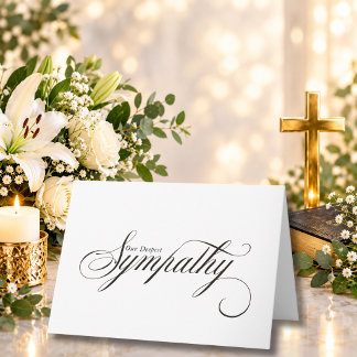 Tarjeta de pésame de condolencias con letra elegan