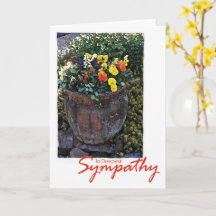 Tarjeta de pésame de urna de piedra de flores de p