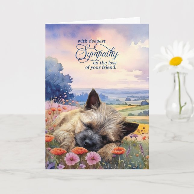 Tarjeta de pésame para dueño de Cairn Terrier con  (Planta pequeña)