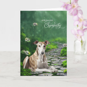 Tarjeta de pésame para Greyhound en camino de jard