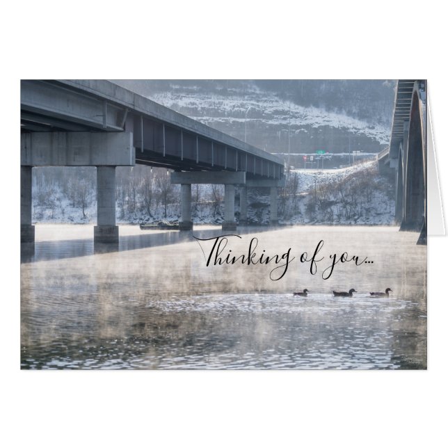 Tarjeta de pesca de invierno de lago Taneycomo Fog (Anverso (Horizontal))