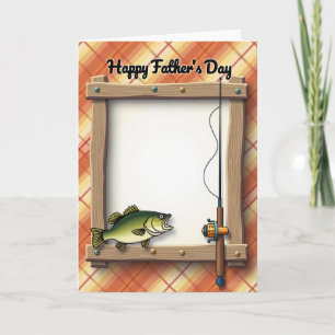 Tarjeta de pesca del Día del Padre a cuadros