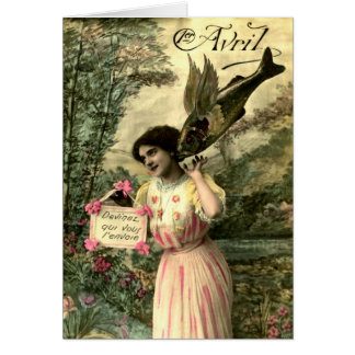 Tarjeta de pescado volador victoriana
