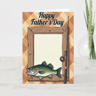 Tarjeta de Pescador del Día del Padre Rústica
