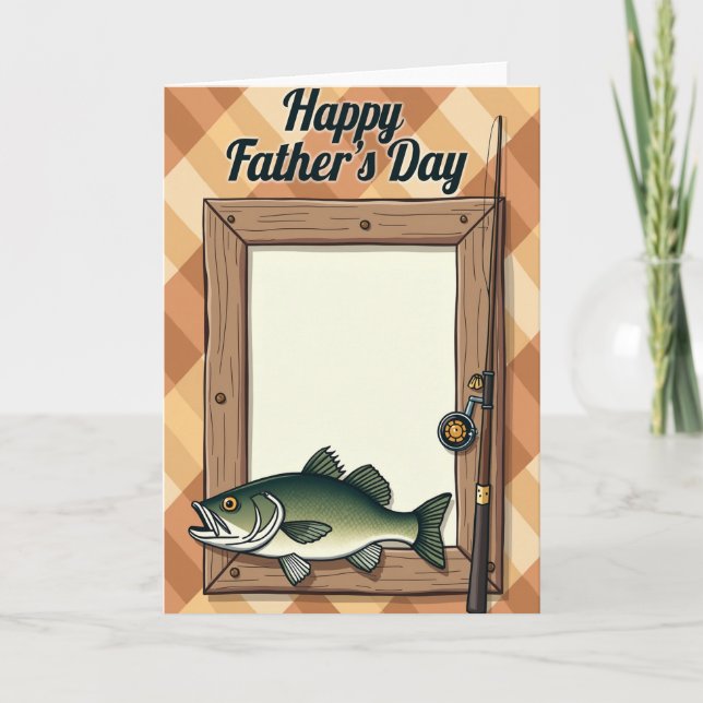 Tarjeta de Pescador del Día del Padre Rústica (Anverso)