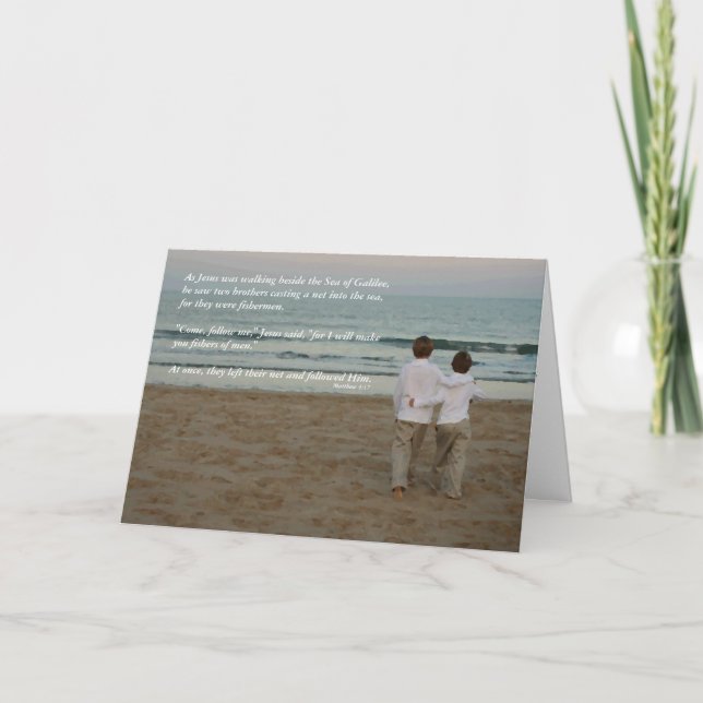 Tarjeta de pescadores de Navidades masculinos (Anverso)