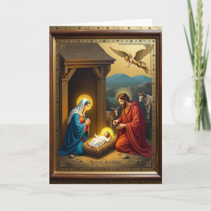 Tarjeta de Pesebre de Noche Santa
