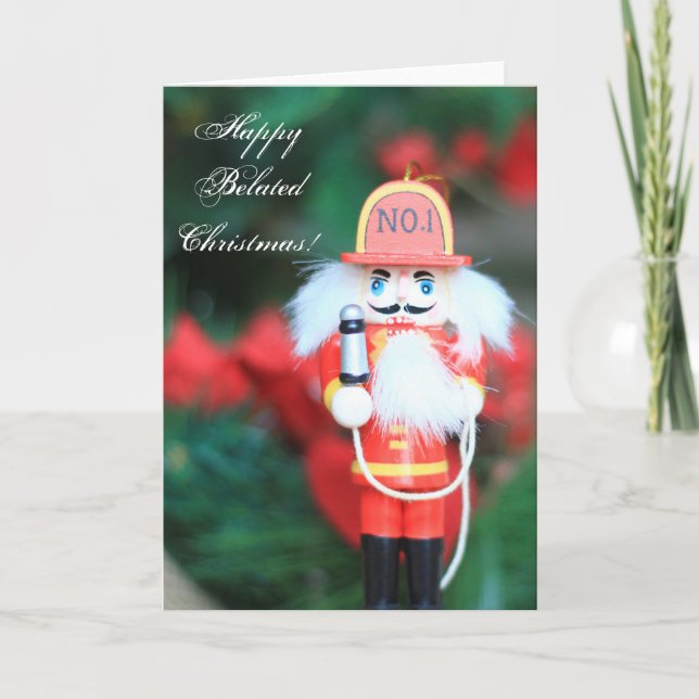 Tarjeta de petardo de Fireman para Navidades Felic (Anverso)
