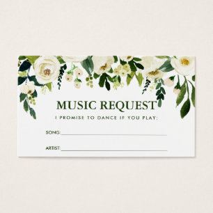 Tarjeta de petición de canción de Boda floral verd