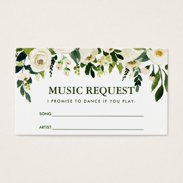 Tarjeta de petición de canción de Boda floral verd (Frente)