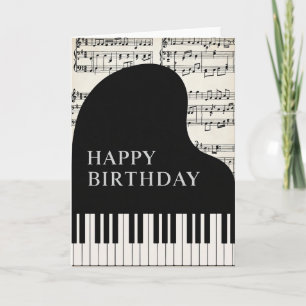 Tarjeta de piano de melodía de cumpleaños
